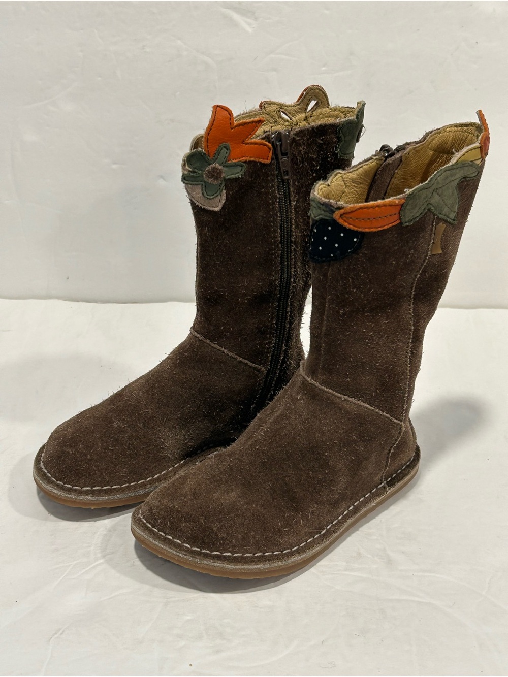Camper Twins "Fancy" Floral Suede Mid-Calf Boots Toddler Size 25 (US 8.5)